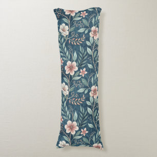 Elegant Floral Pattern with Pink & Cream Blossoms Body Cushion