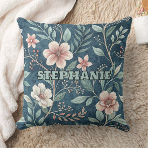 Elegant Floral Pattern with Pink & Cream Blossoms Cushion