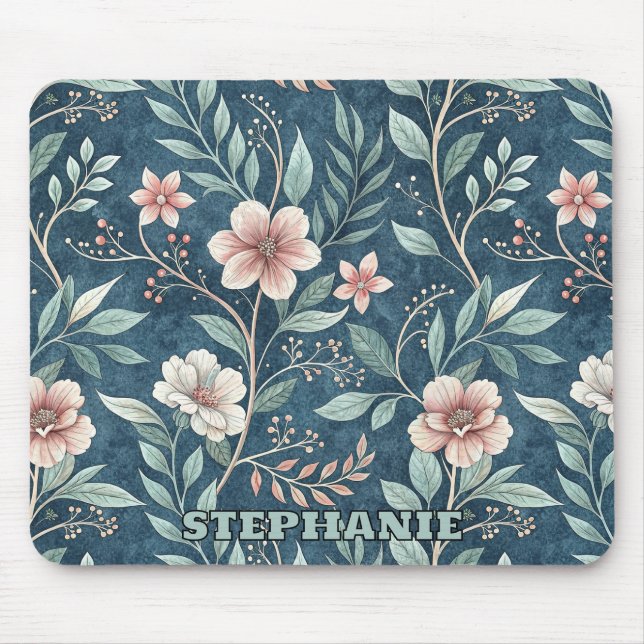 Elegant Floral Pattern with Pink & Cream Blossoms Mouse Pad (Front)