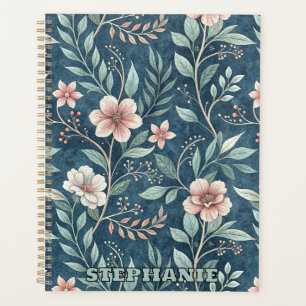 Elegant Floral Pattern with Pink & Cream Blossoms Planner