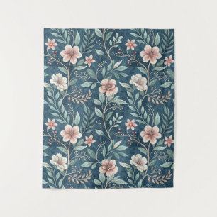 Elegant Floral Pattern with Pink & Cream Blossoms Tapestry