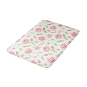 Elegant Floral Pattern with Pink Peonies and Lilie Bath Mat