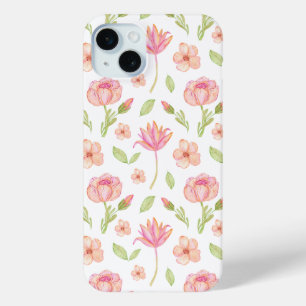 Elegant Floral Pattern with Pink Peonies and Lilie iPhone 15 Mini Case