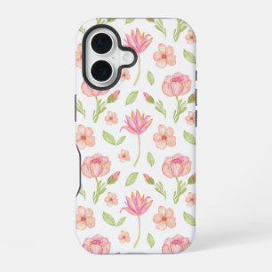 Elegant Floral Pattern with Pink Peonies and Lilie iPhone 16 Case