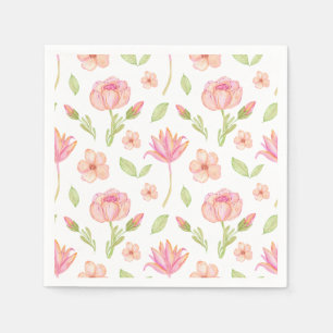 Elegant Floral Pattern with Pink Peonies and Lilie Napkin