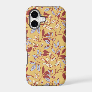 Elegant Floral Pattern with Red and Blue Leaves
