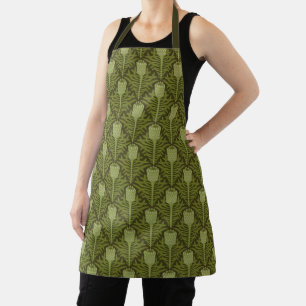 Elegant Floral Pattern with Red and Blue Leaves Ap Apron