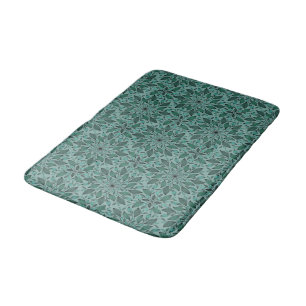 Elegant Floral Pattern with Red and Blue Leaves Ba Bath Mat