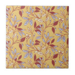 Elegant Floral Pattern with Red and Blue Leaves Ceramic Tile<br><div class="desc">Floral pattern with red and blue leaves on a beige background. The intertwining branches create an elegant,  vintage feel.</div>