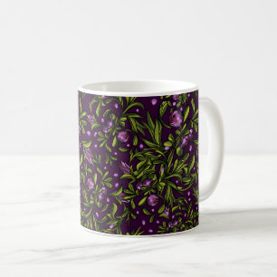 Elegant Floral Pattern with Red and Blue Leaves Co Coffee Mug