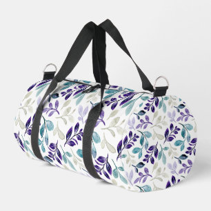 Elegant Floral Pattern with Red and Blue Leaves Du Duffle Bag