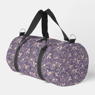 Elegant Floral Pattern with Red and Blue Leaves Du Duffle Bag