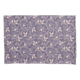 Elegant Floral Pattern with Red and Blue Leaves Pi Pillowcase