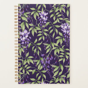 Elegant Floral Pattern with Red and Blue Leaves Pl Planner