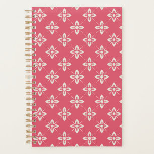 Elegant Floral Pattern with Red and Blue Leaves Pl Planner