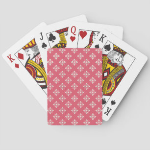 Elegant Floral Pattern with Red and Blue Leaves Po Playing Cards