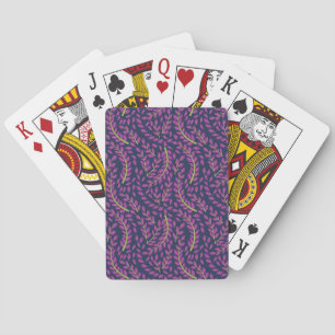 Elegant Floral Pattern with Red and Blue Leaves Po Playing Cards