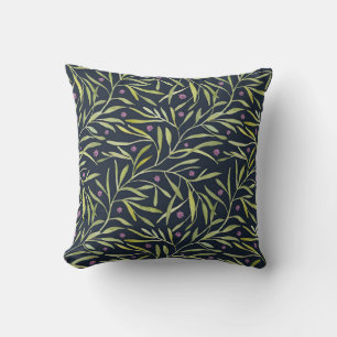 Elegant Floral Pattern with Red and Blue Leaves Th Cushion