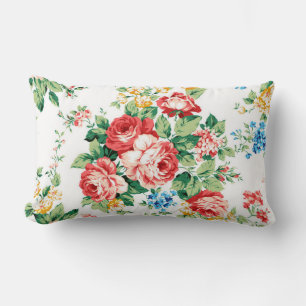 Elegant Floral Pattern with Rose Design Element Lumbar Cushion
