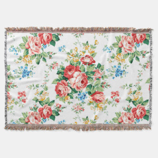 Elegant Floral Pattern with Rose Design Element Throw Blanket