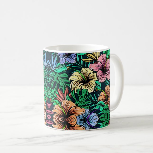 Elegant Floral Pattern with Vibrant Botanical  Coffee Mug (Front Right)