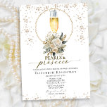 Elegant Floral Pearls & Prosecco Bridal Shower Invitation<br><div class="desc">Modern and elegant Pearls & Prosecco floral watercolor bridal shower design.</div>