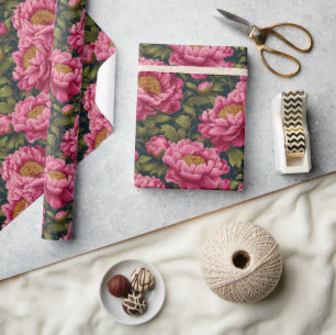 Elegant Floral Peonies Print Wrapping Paper