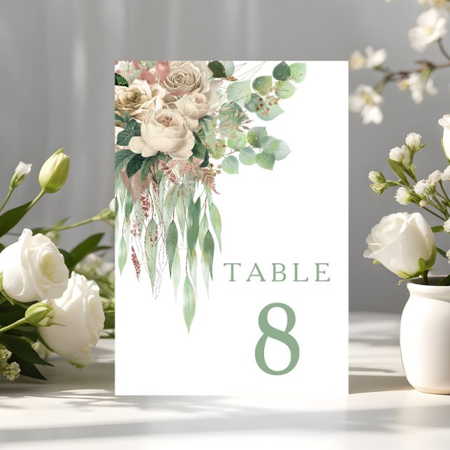 Elegant Floral Peonies Wedding Table Number (Elegant Floral Peonies Wedding Table Number)