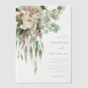 Elegant Floral Peonies Wedding Vellum Invitations