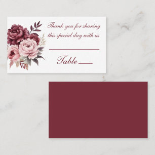 Elegant Floral Peony Watercolor Flowers Wedding  Place Card