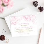 Elegant Floral Peony Wedding Pink Gold Save The Date<br><div class="desc">Elegant and romantic peony wedding save the date card design. Pink and champagne gold colour scheme.</div>