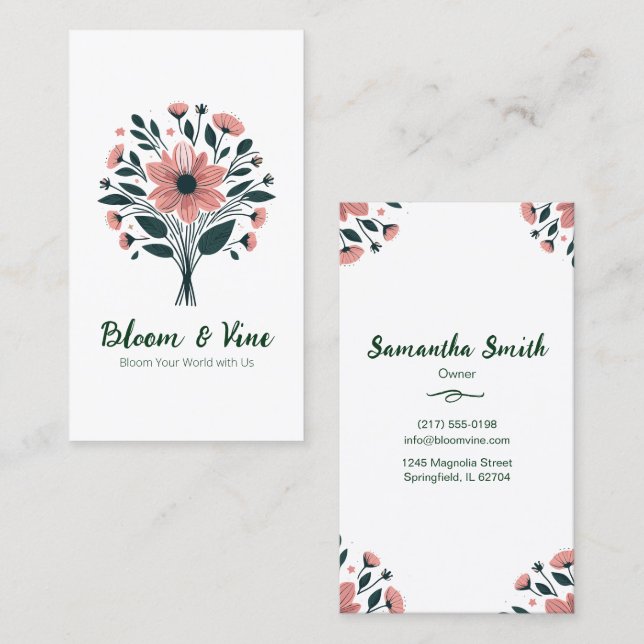 Elegant Floral Personalise Business Card (Front/Back)
