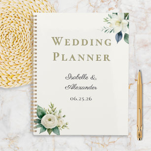 Elegant Floral Personalised Couple Names Wedding Planner