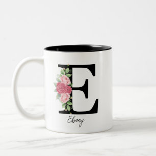 Elegant Floral Personalised Monogram Coffee Mug E