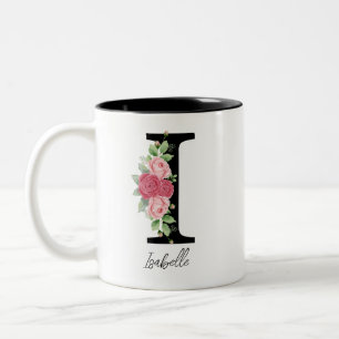 Elegant Floral Personalised Monogram Coffee Mug I