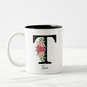 Elegant Floral Personalised Monogram Coffee Mug T