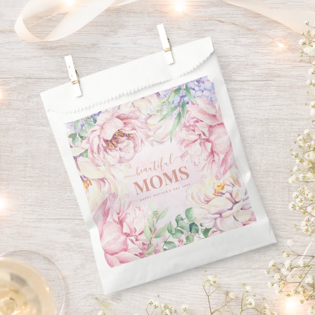 Elegant Floral Personalised Mother's Day Favour Bag (Clipped)