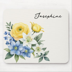 Elegant Floral Personalised Mouse Pad