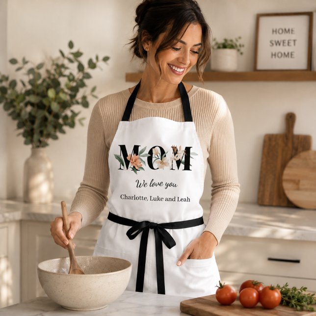 Elegant Floral Personalised Mum Kitchen Apron (Creator Uploaded)