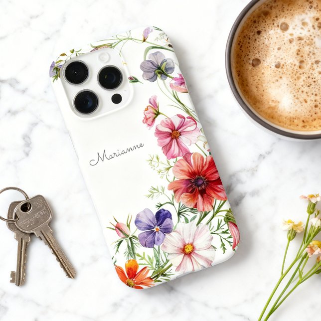 Elegant Floral Personalised Name Case-Mate iPhone Case (Add your name and choose phone model and case type.)