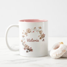 Elegant Floral Personalised Name Mug