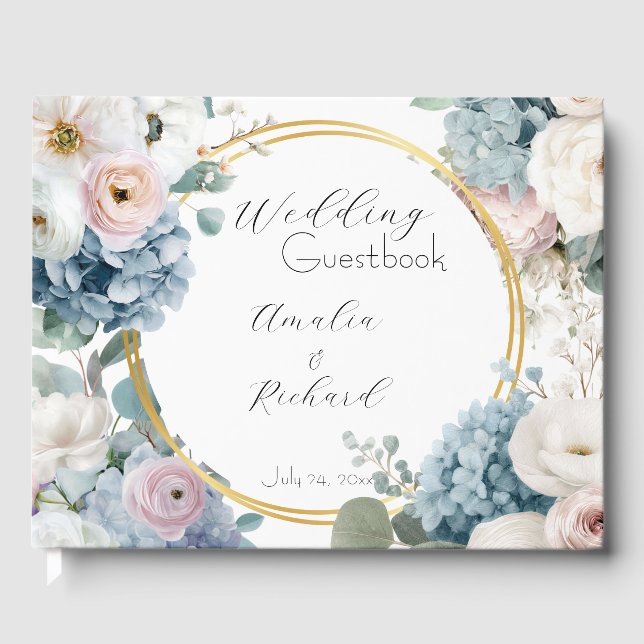 Elegant Floral Personalised Wedding Guestbook (Front)