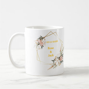 Elegant Floral Personalised Wedding Mug - Custom
