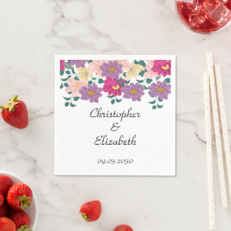 Elegant Floral Personalised Wedding Napkin