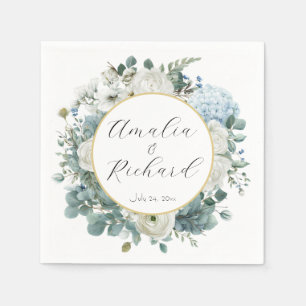 Elegant Floral Personalised Wedding Napkins