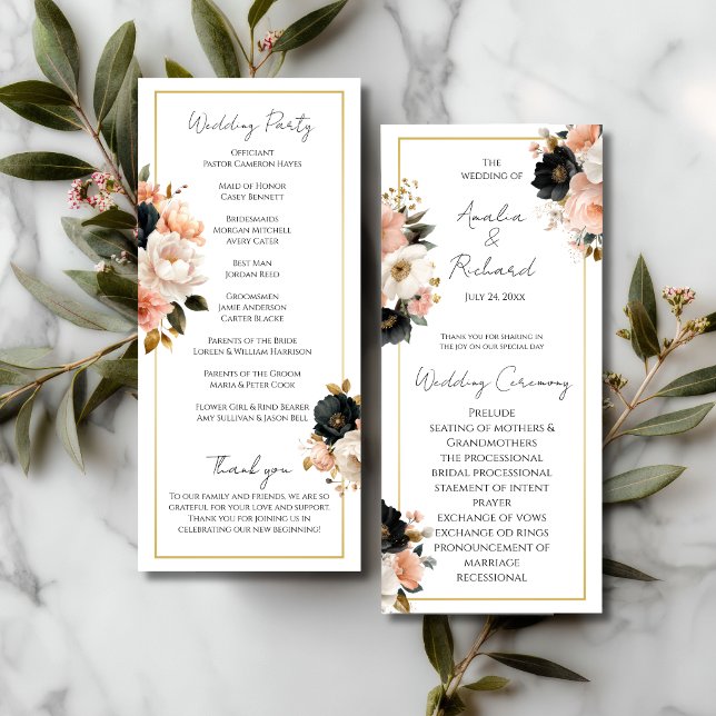 Elegant Floral Personalised Wedding Program (Creator Uploaded)