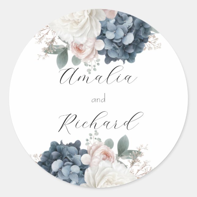 Elegant Floral Personalised Wedding Sticker (Front)
