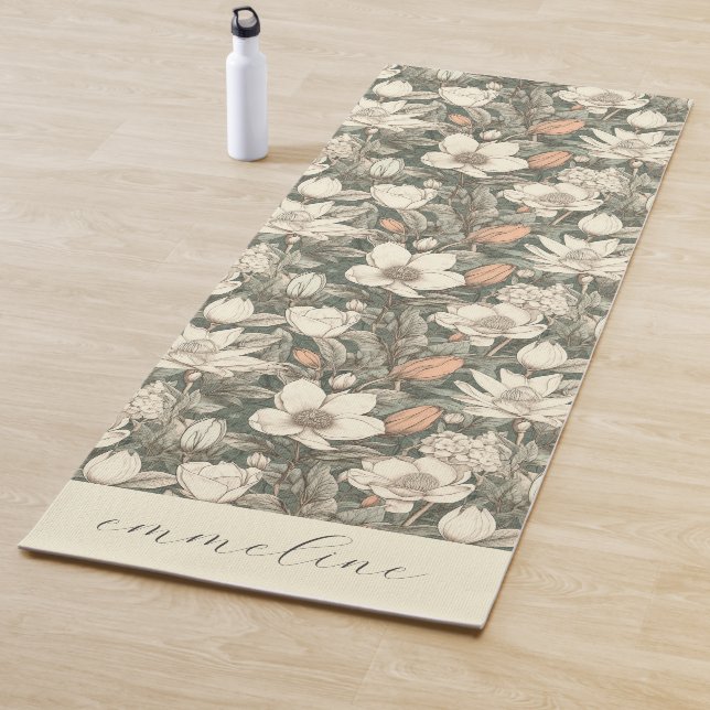Elegant Floral Personalised  Yoga Mat (In Situ)