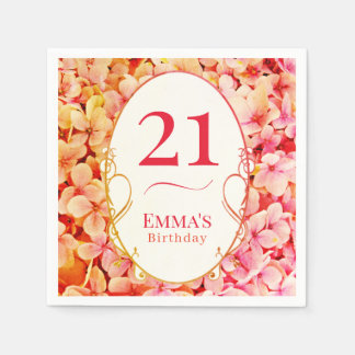 Elegant Floral Personalized 21st Birthday Party Napkin