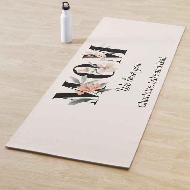 Elegant Floral Personalized Floral Mom Yoga Mat (In Situ)